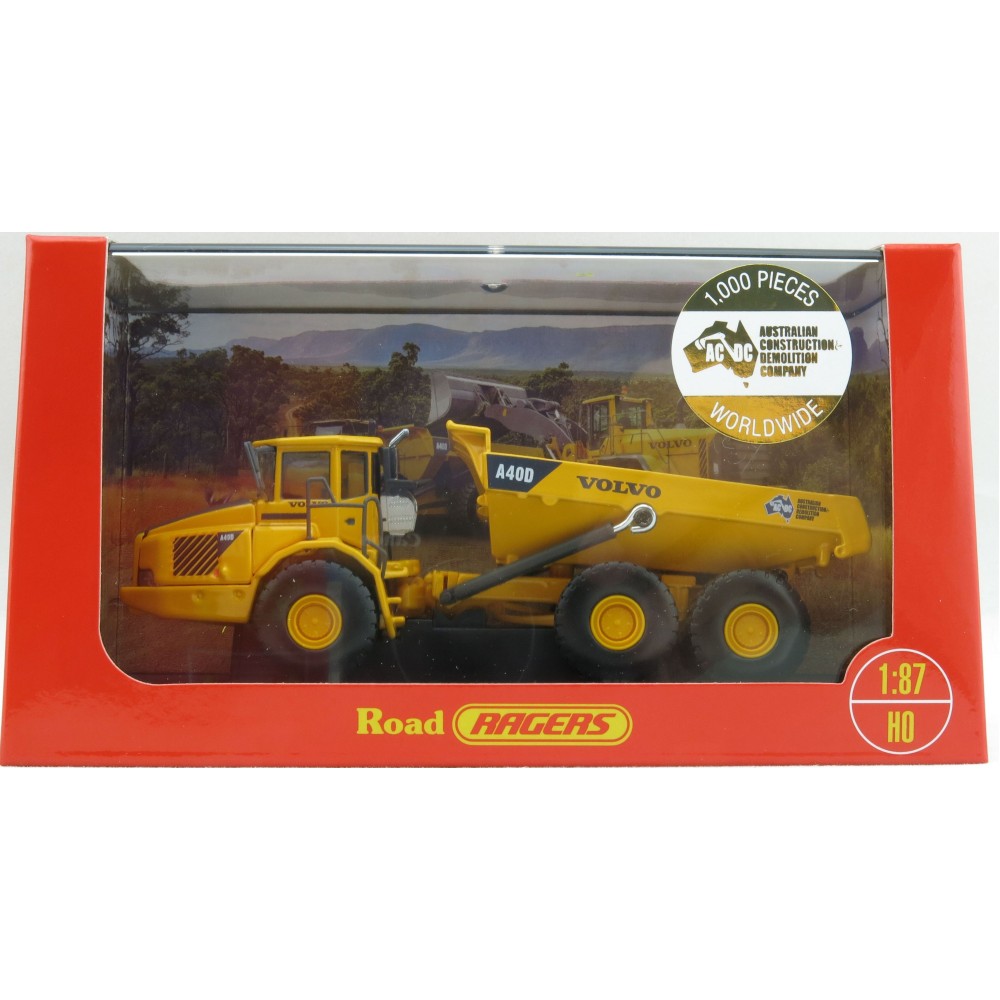 Road Ragers - Volvo A40D Articulated Dump Truck Australian Constrution & Demolition Company - Scale 1:87