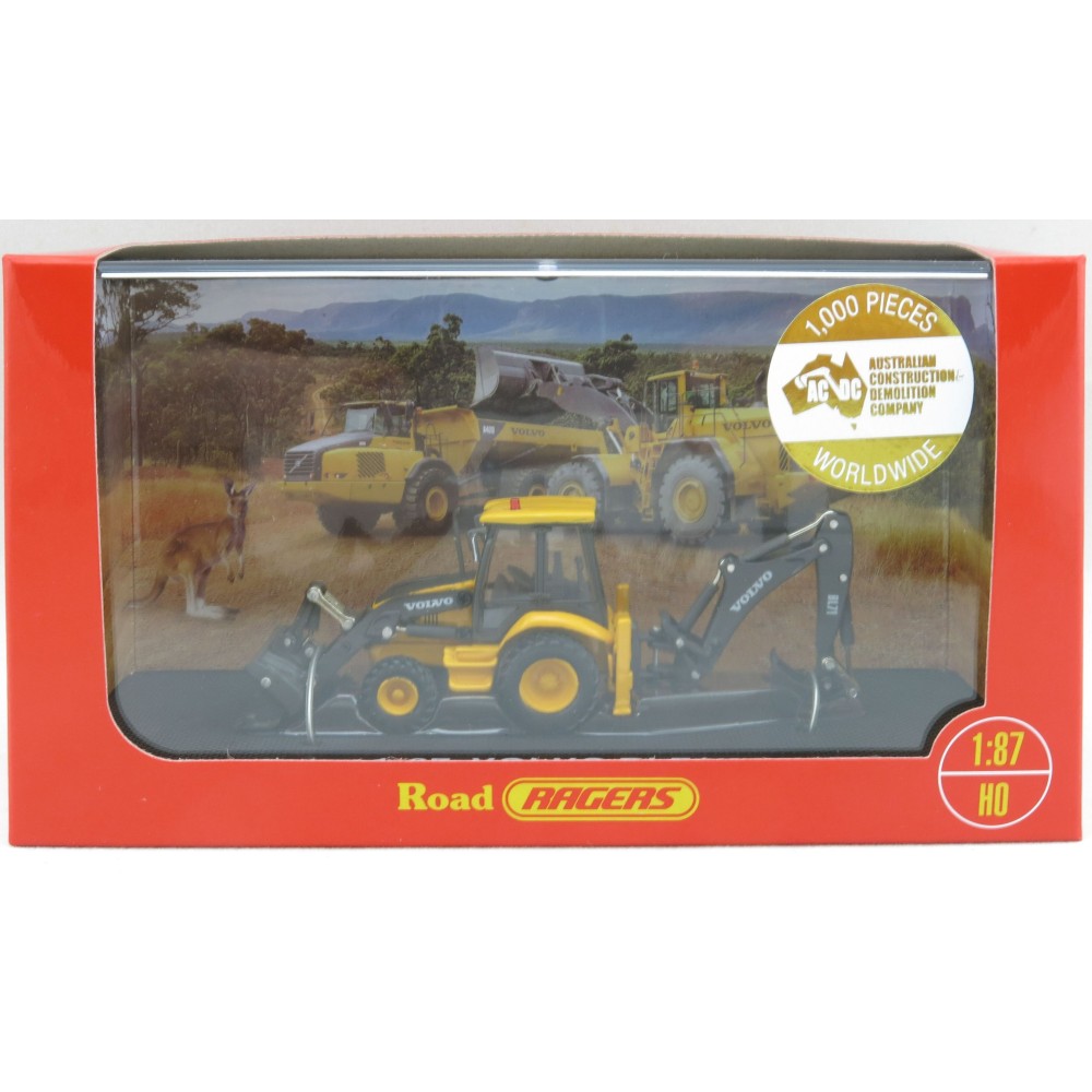Road Ragers - Volvo BL71 Backhoe Loader Australian Constrution & Demolition Company - Scale 1:87