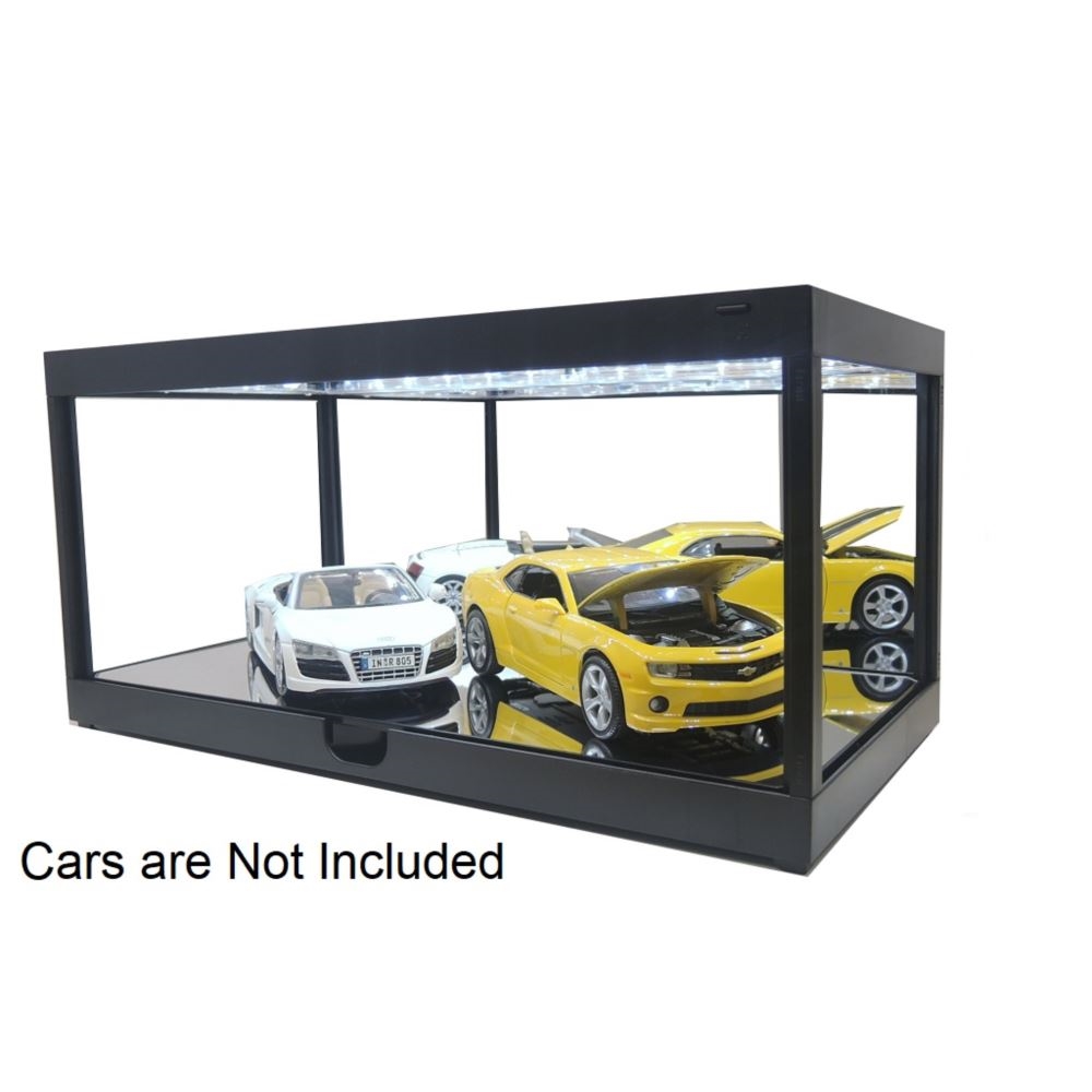 King Creation KC7710MBK Stackable Display Case Show Case with LED Light Black for Diecast Models 1:18 1:24