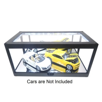 King Creation KC7710MBK Stackable Display Case Show Case with LED Light Black for Diecast Models 1:18 1:24