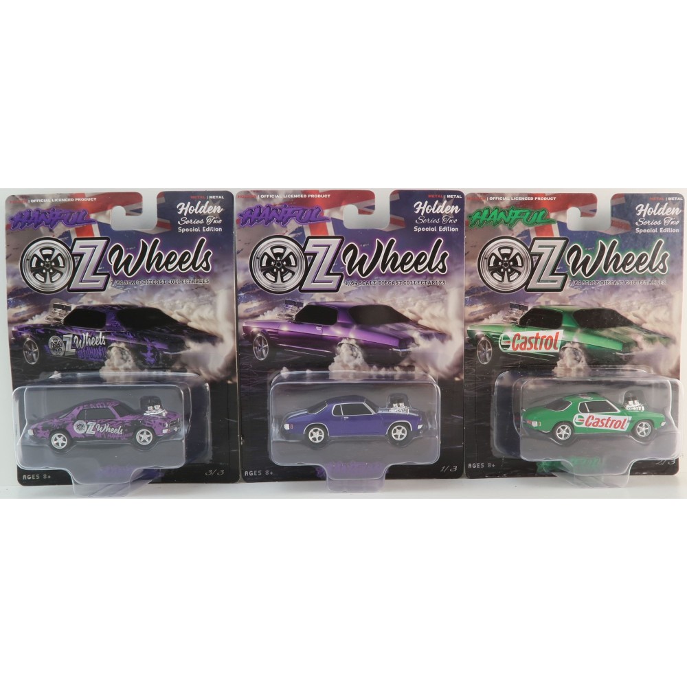 OZ Wheels - Triple Set of Holden HQ Monaro Handful Burnout Cars Scale 1:64