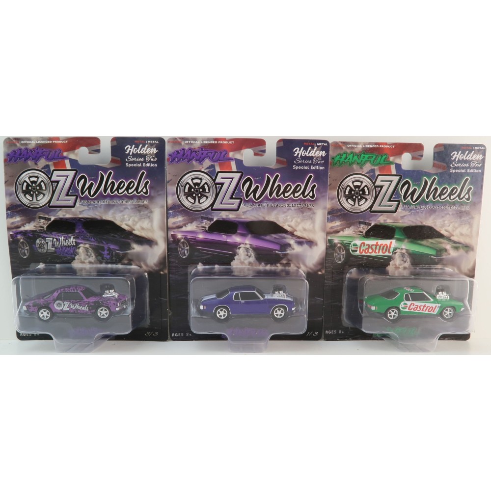 OZ Wheels - Triple Set of Holden HQ Monaro Handful Burnout Cars Scale 1:64
