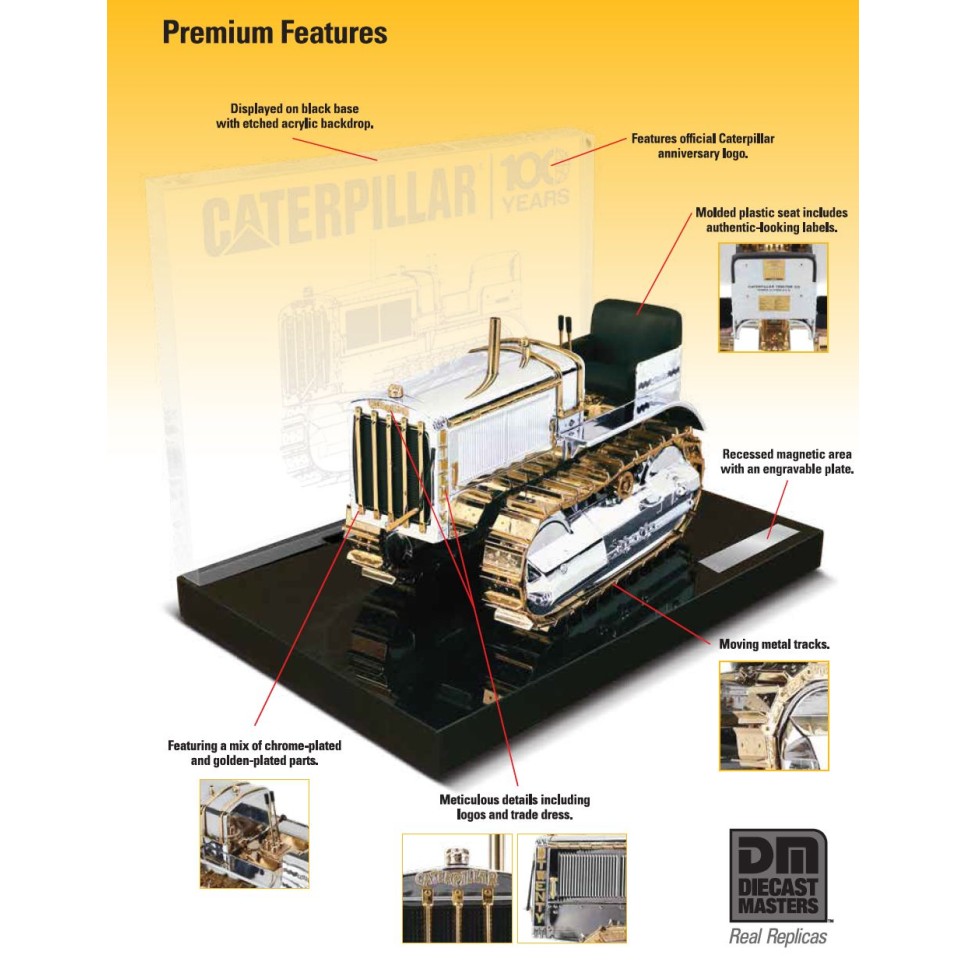 Diecast Masters 85760 Cat Caterpillar Twenty Tractor 100th Anniversary Chrome Gold Plate New 2025 - Scale 1:16