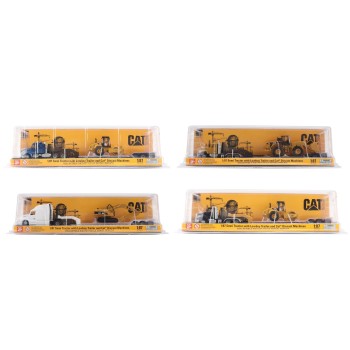 Diecast Masters 84411A - Construction Diecast Semi Lowboy Trailer and Cat Loads Set of 4 2026 - Scale 1:87