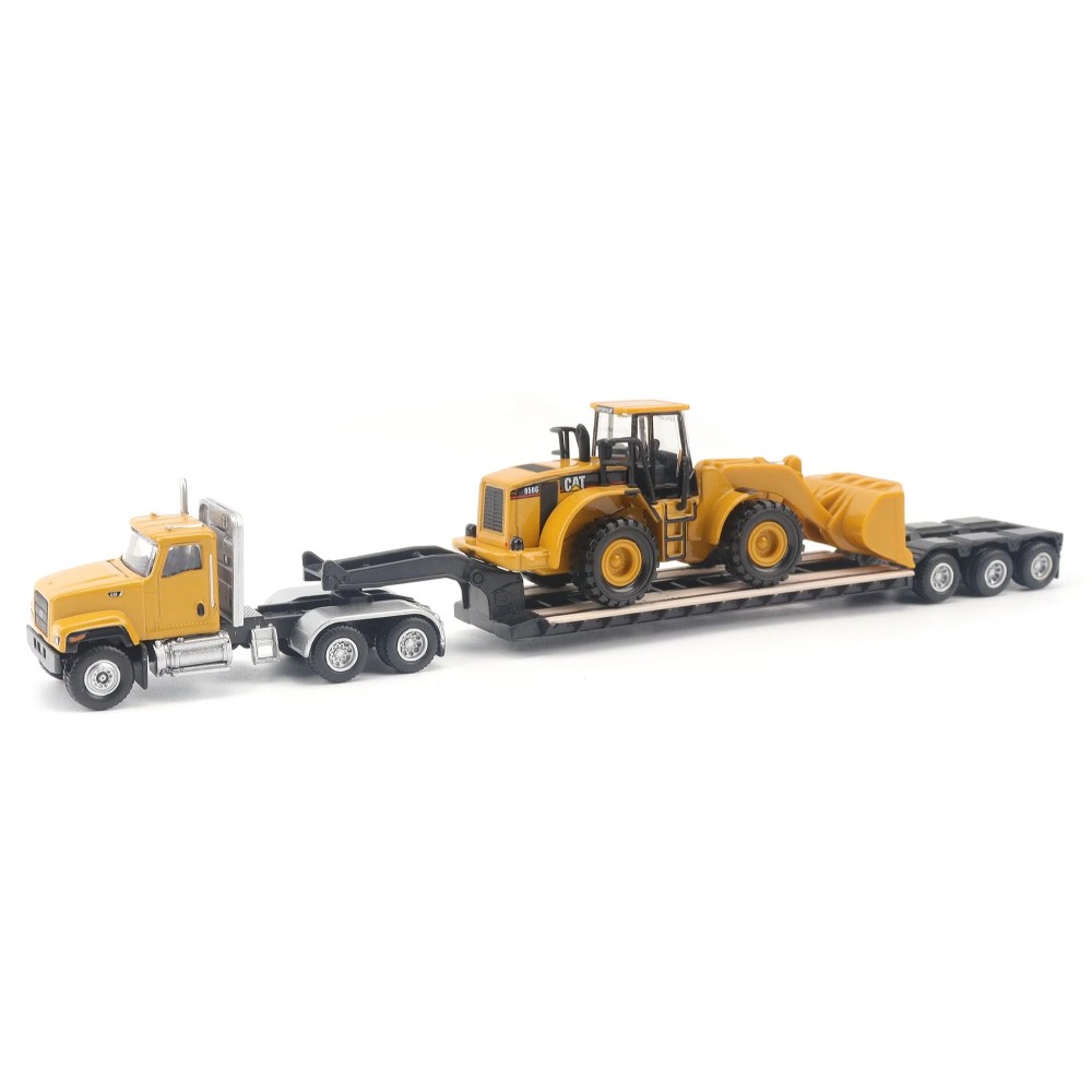 Diecast Masters 84418 - CAT CT681 Day Cab Tractor with Lowboy Trailer and CAT 950G Wheel Loader - Scale 1:87