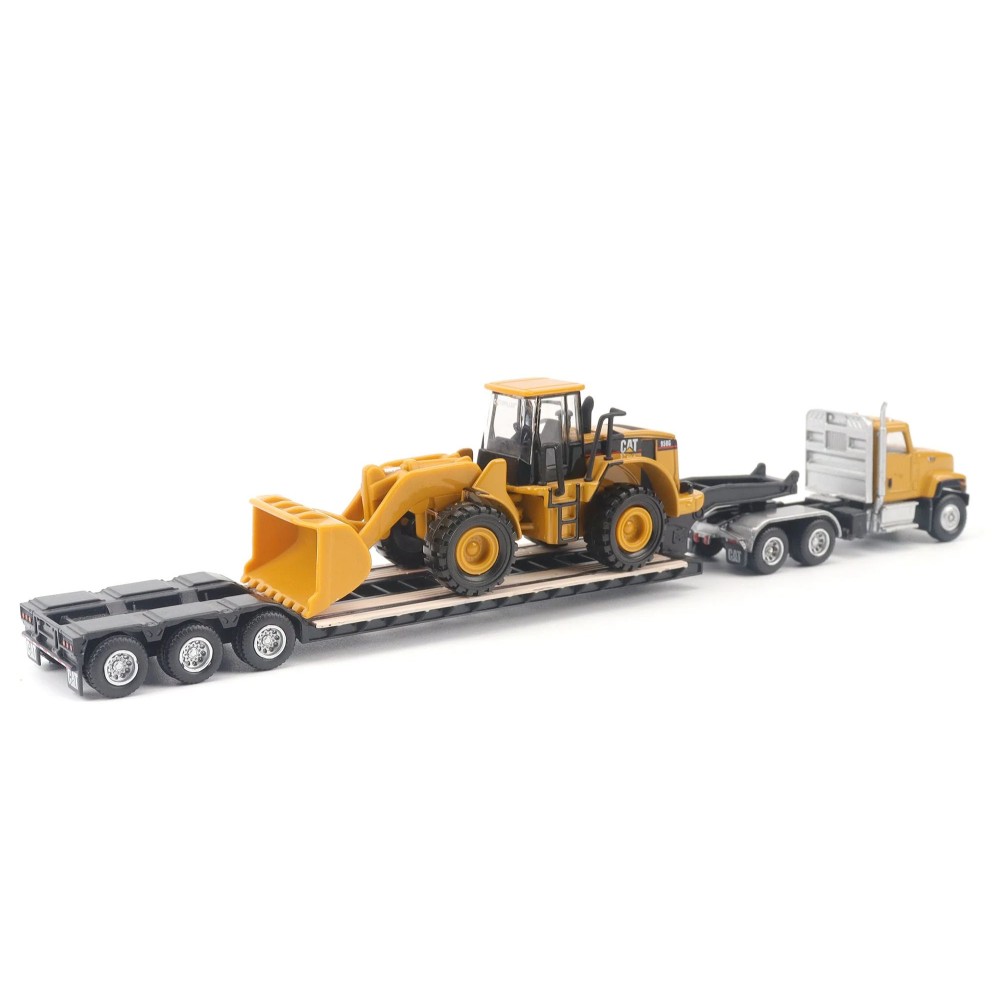 Diecast Masters 84418 - CAT CT681 Day Cab Tractor with Lowboy Trailer and CAT 950G Wheel Loader - Scale 1:87