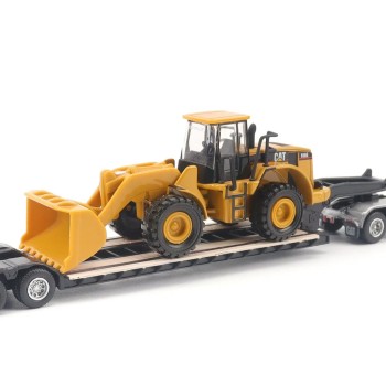 Diecast Masters 84418 - CAT CT681 Day Cab Tractor with Lowboy Trailer and CAT 950G Wheel Loader - Scale 1:87