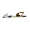 Diecast Masters 84423 - White Peterbuilt 579 Tractor With Lowboy Trailer and Cat 315C Excavator - Scale 1:87