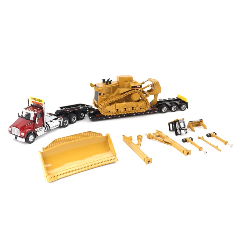 Diecast Masters 85787 - Kenworth T880 Truck and Lowboy Trailer with CAT D11R Dozer Components Load New Nov 2025 - Scale 1:50