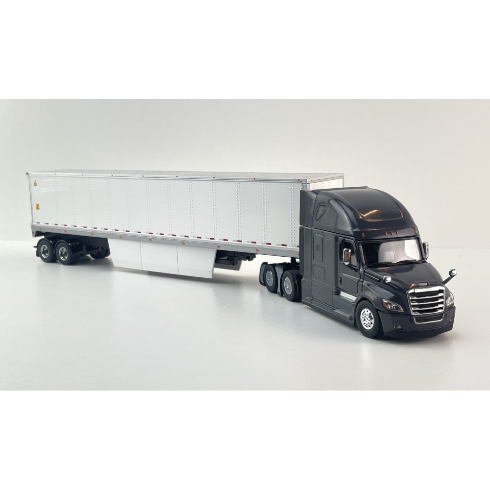 Diecast Masters 71047 - Freightliner Cascadia Truck Black with a White Cargo Trailer - Scale 1:50