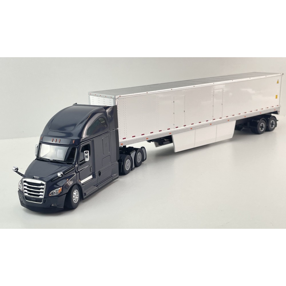 Diecast Masters 71047 - Freightliner Cascadia Truck Black with a White Cargo Trailer - Scale 1:50