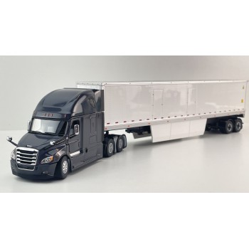 Diecast Masters 71047 - Freightliner Cascadia Truck Black with a White Cargo Trailer - Scale 1:50