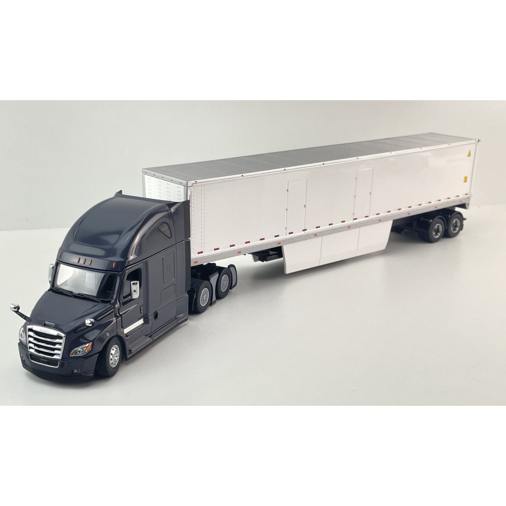 Diecast Masters 71047 - Freightliner Cascadia Truck Black with a White Cargo Trailer - Scale 1:50