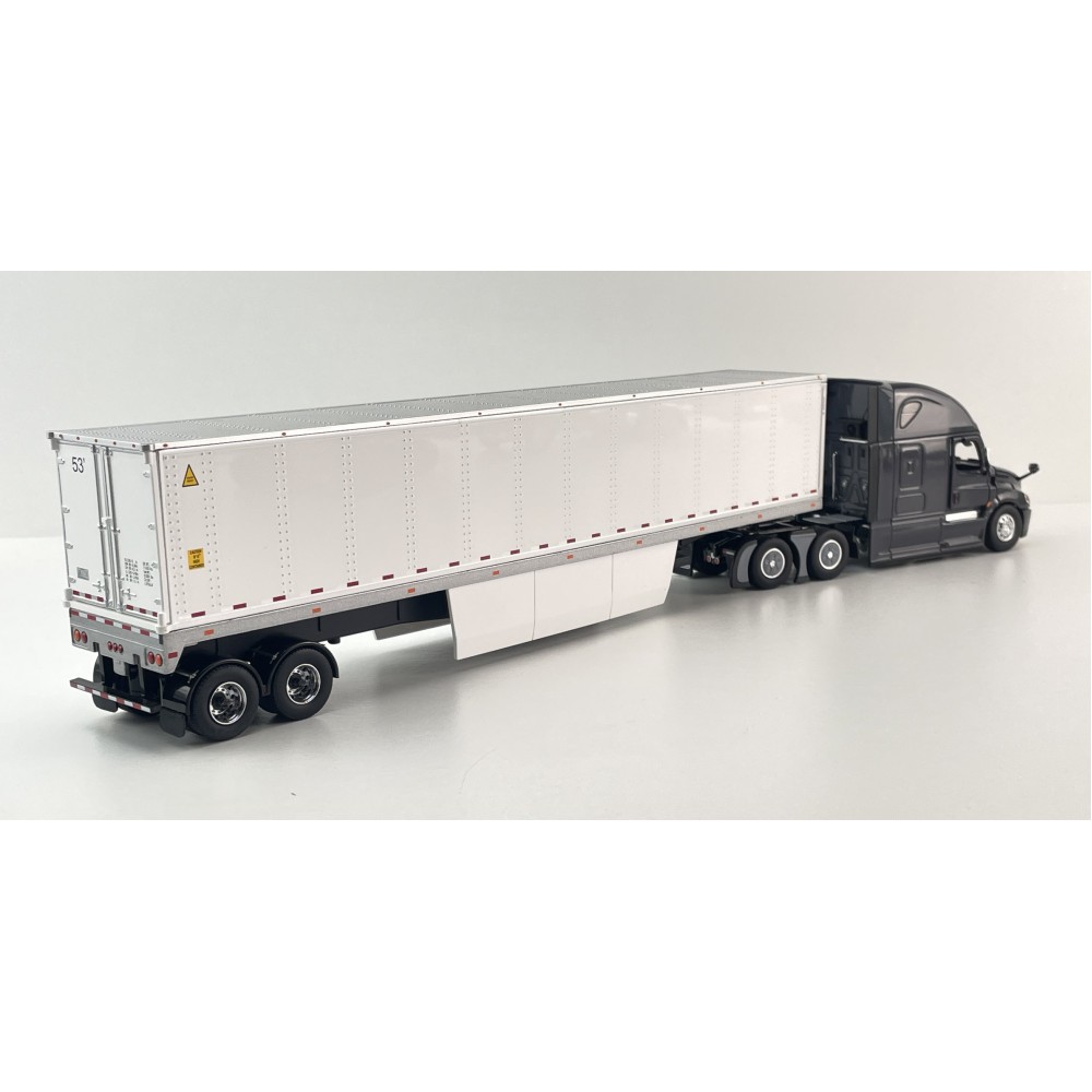 Diecast Masters 71047 - Freightliner Cascadia Truck Black with a White Cargo Trailer - Scale 1:50