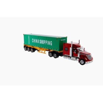 Diecast Masters 71045 - International LoneStar Truck red with Skel Trailer 40ft China Shipping Container - Scale 1:50