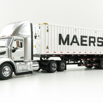 Diecast Masters 71069 - Peterbilt 579 Silver Day Cab Truck with Skel Trailer and 40ft Maersk Container - Scale 1:50