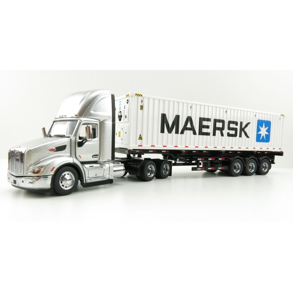 Diecast Masters 71069 - Peterbilt 579 Silver Day Cab Truck with Skel Trailer and 40ft Maersk Container - Scale 1:50