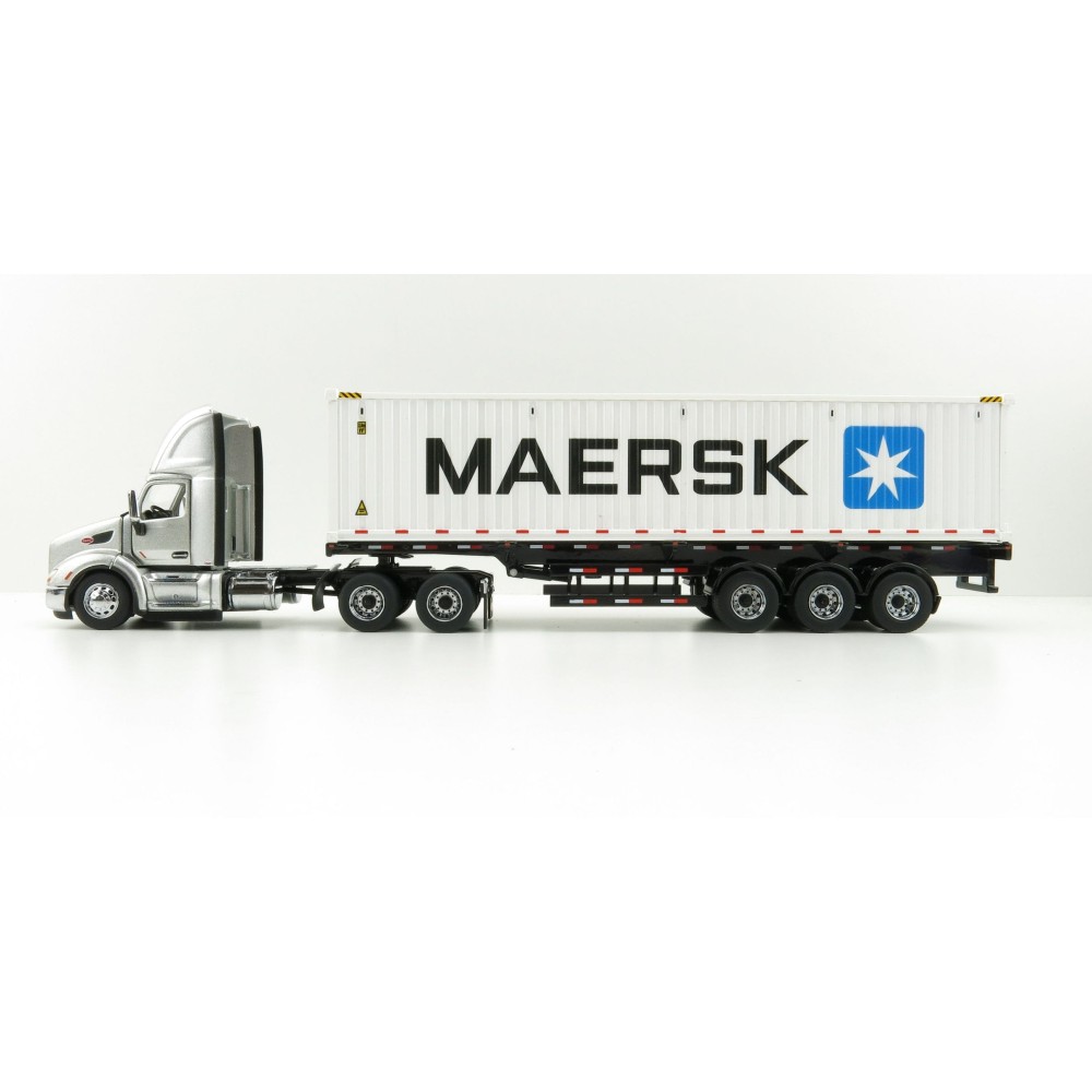 Diecast Masters 71069 - Peterbilt 579 Silver Day Cab Truck with Skel Trailer and 40ft Maersk Container - Scale 1:50