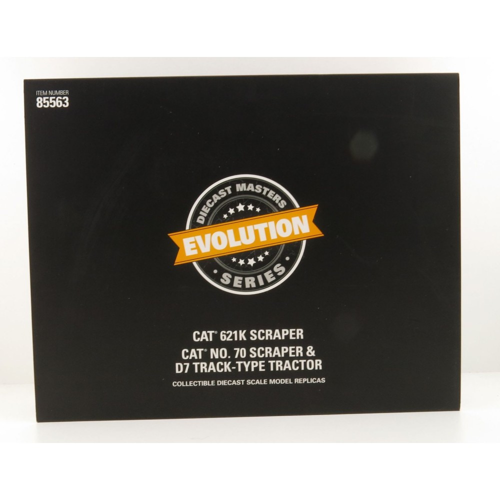 Diecast Masters 85563 - Caterpillar D7C/70 and CAT 621K Motor Scraper Evolution Series New 2022 - Scale 1:50