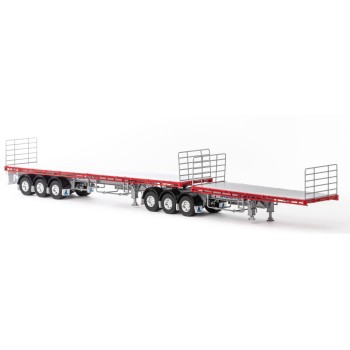 Drake ZT09123 AUSTRALIAN Maxitrans Freighter B Double Trailer Set Silver & Red - Scale 1:50