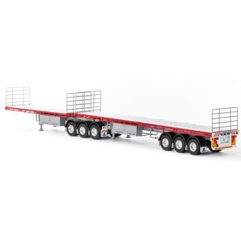 Drake ZT09123 AUSTRALIAN Maxitrans Freighter B Double Trailer Set Silver & Red - Scale 1:50