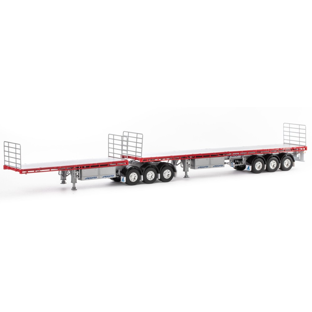 Drake ZT09123 AUSTRALIAN Maxitrans Freighter B Double Trailer Set Silver & Red - Scale 1:50