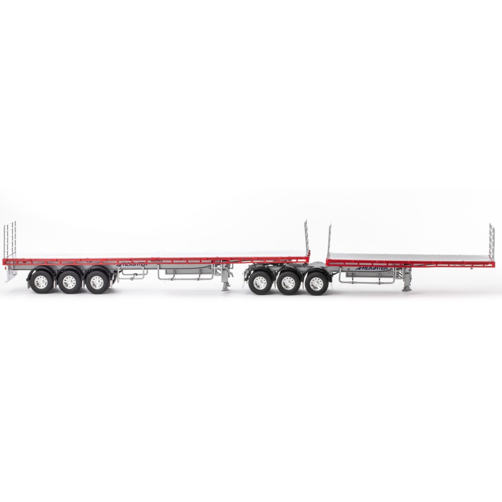 Drake ZT09123 AUSTRALIAN Maxitrans Freighter B Double Trailer Set Silver & Red - Scale 1:50