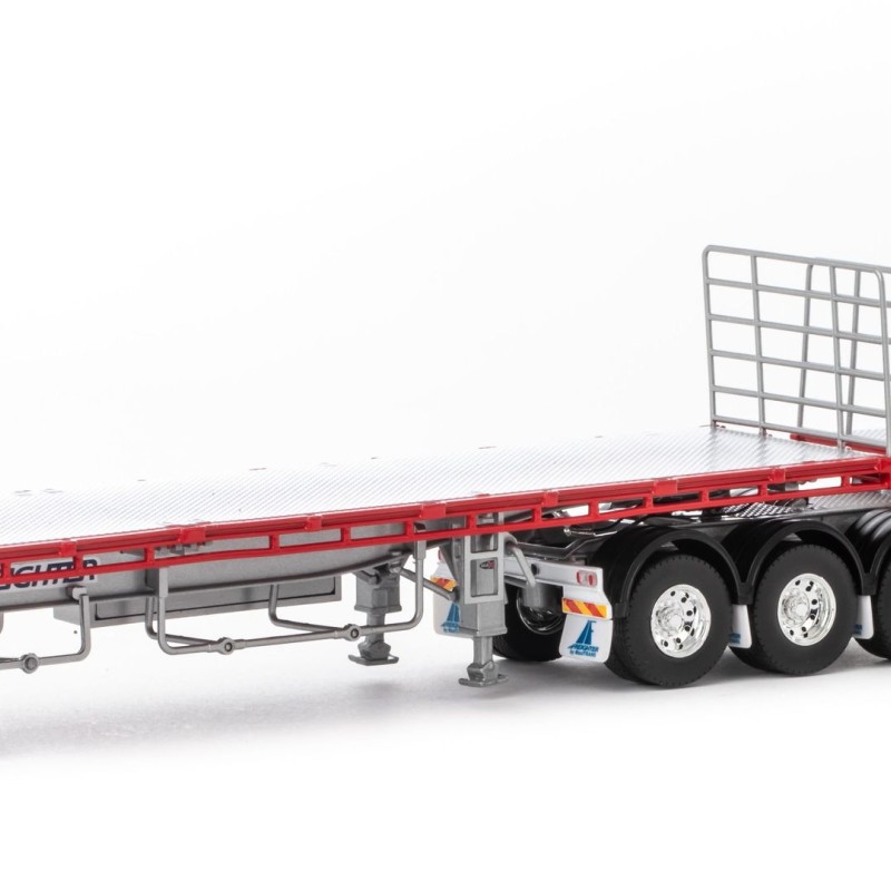 Drake ZT09123 AUSTRALIAN Maxitrans Freighter B Double Trailer Set Silver & Red - Scale 1:50