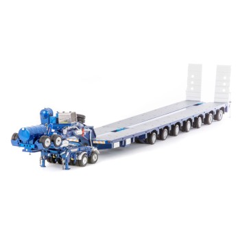 Drake ZT09076 AUSTRALIAN Heavy Haulage Drake 7x8 Steerable Trailer with 2x8 Dolly Metallic Blue - Scale 1:50