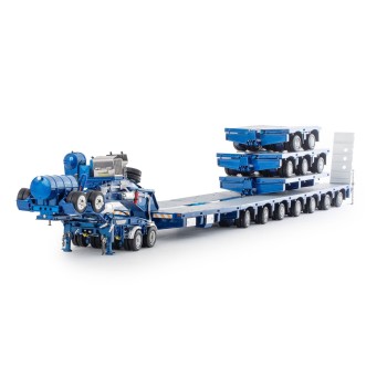 Drake ZT09076AB AUSTRALIAN Heavy Haulage Drake 7x8 Steerable Trailer with 2x8 Dolly & Accessory Set Metallic Blue  - Scale 1:50 