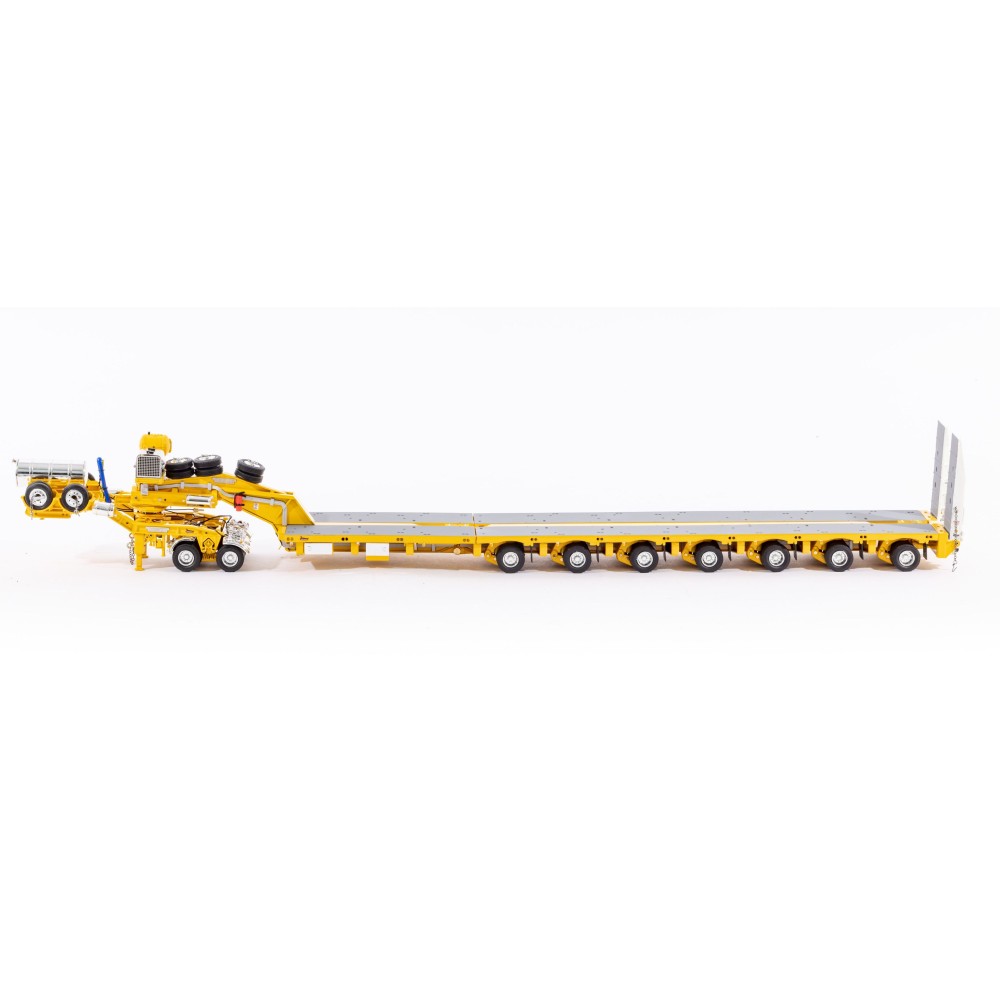 Drake ZT09073 AUSTRALIAN Heavy Haulage Drake 7x8 Steerable Trailer with 2x8 Dolly Chrome Yellow - Scale 1:50