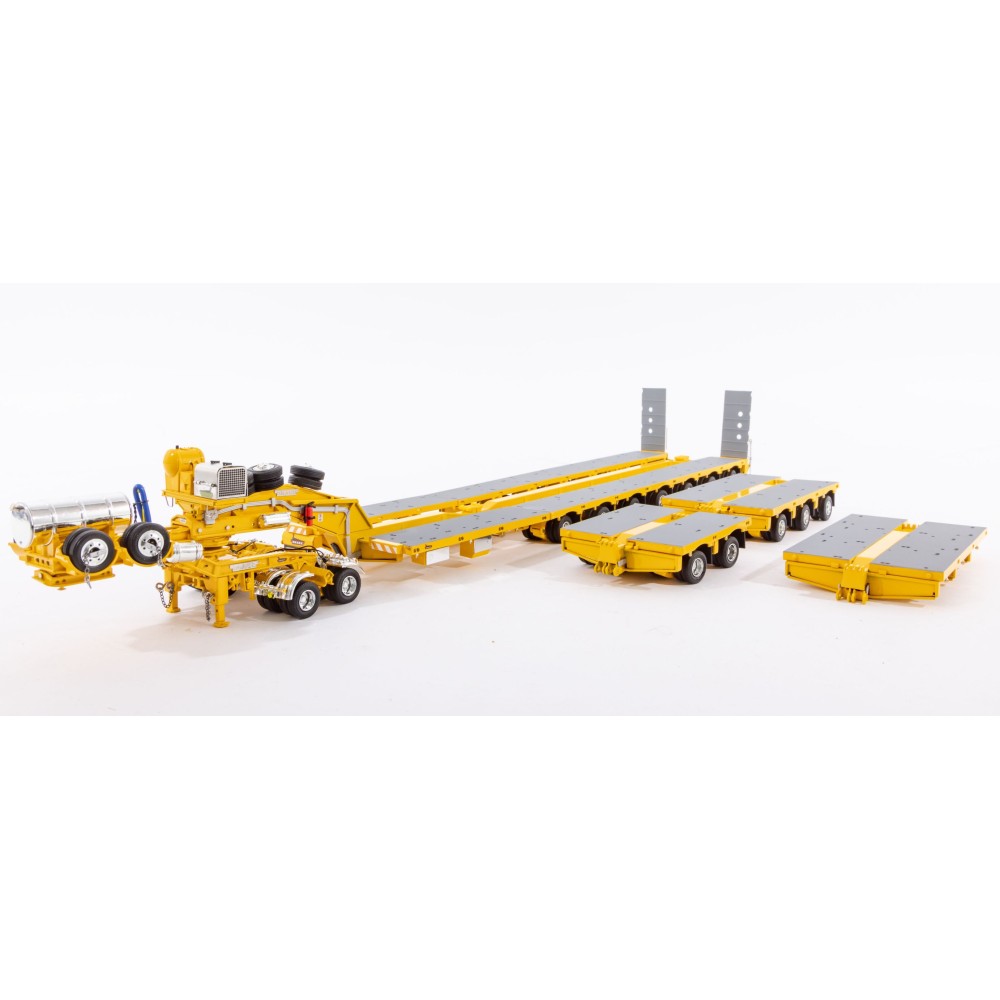 Drake ZT09073AB AUSTRALIAN Heavy Haulage Drake 7x8 Steerable Trailer with 2x8 Dolly & Accessory Set Chrome Yellow  - Scale 1:50