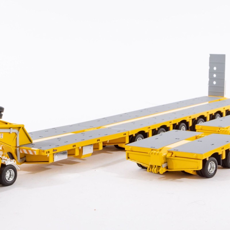 Drake ZT09073AB AUSTRALIAN Heavy Haulage Drake 7x8 Steerable Trailer with 2x8 Dolly & Accessory Set Chrome Yellow  - Scale 1:50