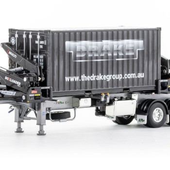 Drake ZT09245 AUSTRALIAN O’Phee BoxLoader Side Loading Trailer with Container - O’Phee Corporate Colours - Scale 1:50