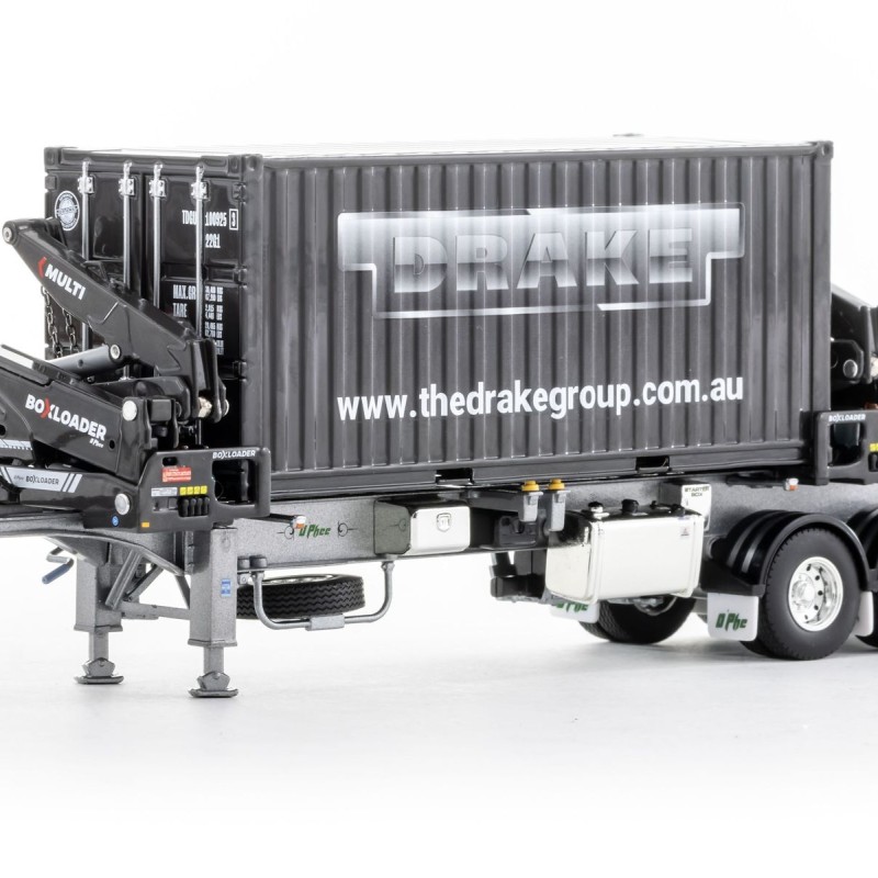Drake ZT09245 AUSTRALIAN O’Phee BoxLoader Side Loading Trailer with Container - O’Phee Corporate Colours - Scale 1:50