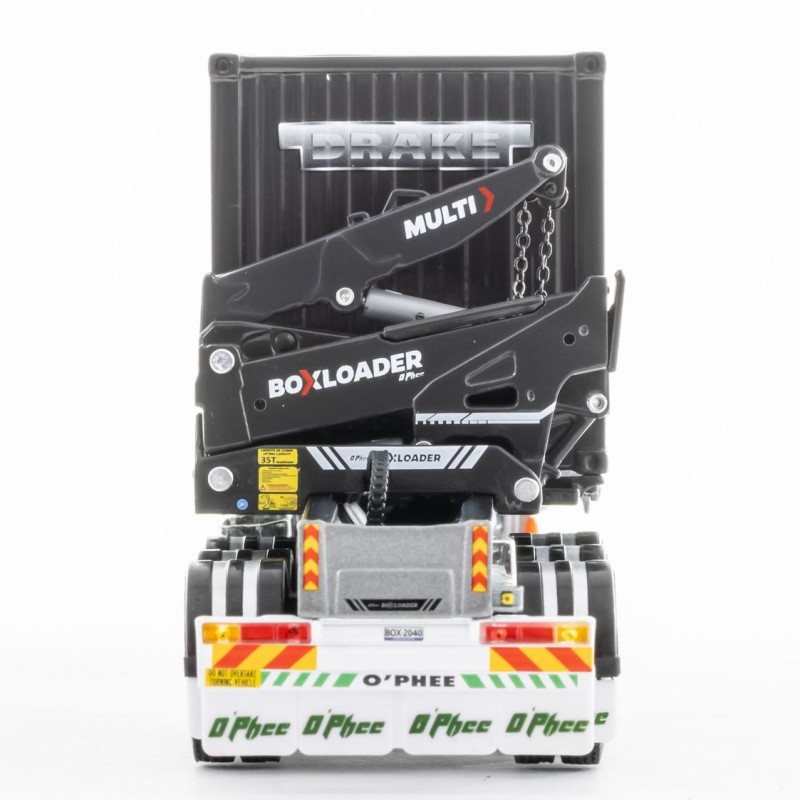 Drake ZT09245 AUSTRALIAN O’Phee BoxLoader Side Loading Trailer with Container - O’Phee Corporate Colours - Scale 1:50