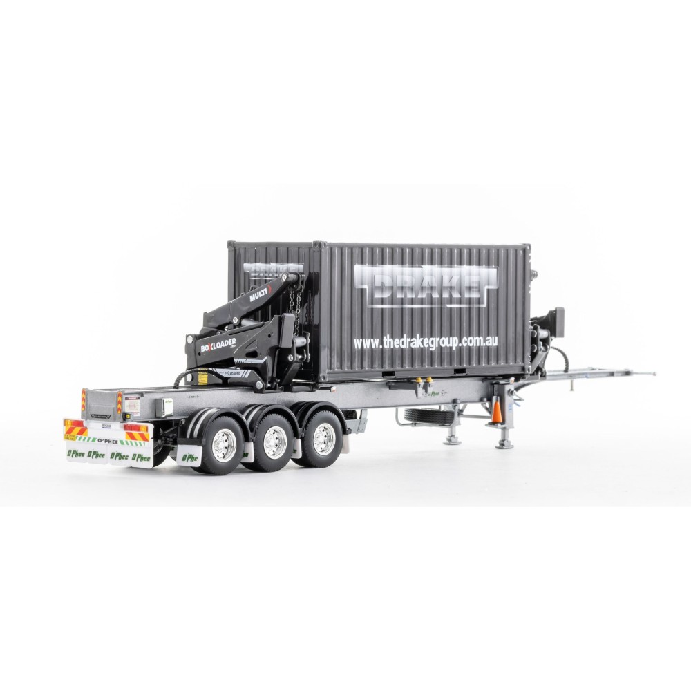 Drake ZT09245 AUSTRALIAN O’Phee BoxLoader Side Loading Trailer with Container - O’Phee Corporate Colours - Scale 1:50