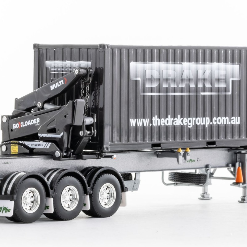 Drake ZT09245 AUSTRALIAN O’Phee BoxLoader Side Loading Trailer with Container - O’Phee Corporate Colours - Scale 1:50