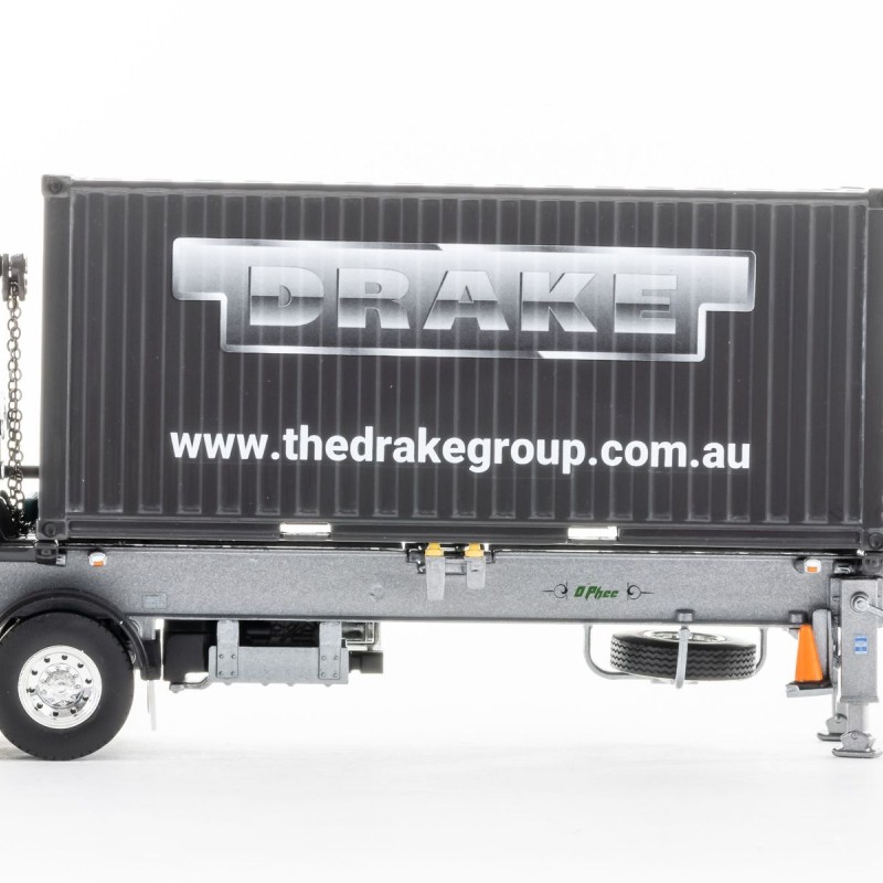 Drake ZT09245 AUSTRALIAN O’Phee BoxLoader Side Loading Trailer with Container - O’Phee Corporate Colours - Scale 1:50