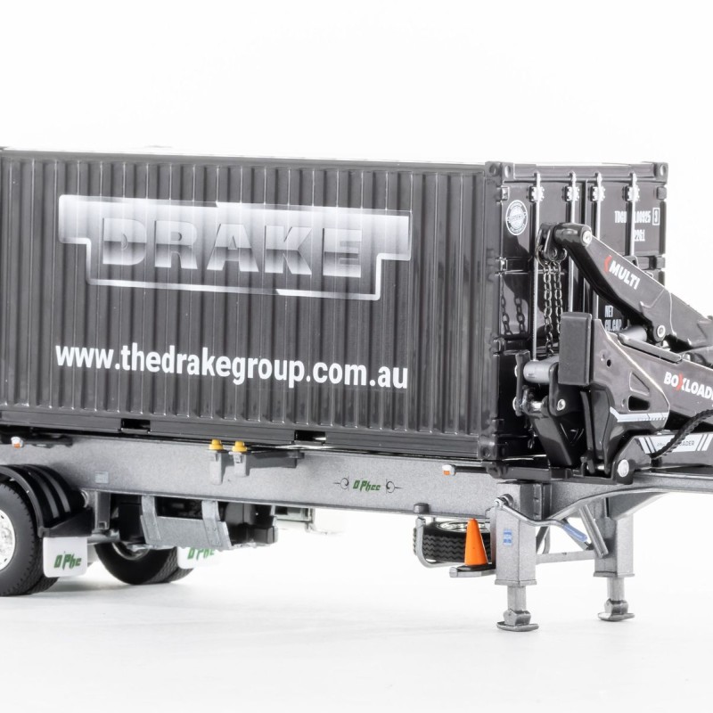 Drake ZT09245 AUSTRALIAN O’Phee BoxLoader Side Loading Trailer with Container - O’Phee Corporate Colours - Scale 1:50