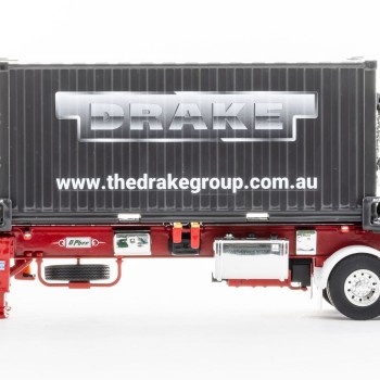Drake ZT09247 AUSTRALIAN O’Phee BoxLoader Side Loading Trailer with Container - Red - Scale 1:50