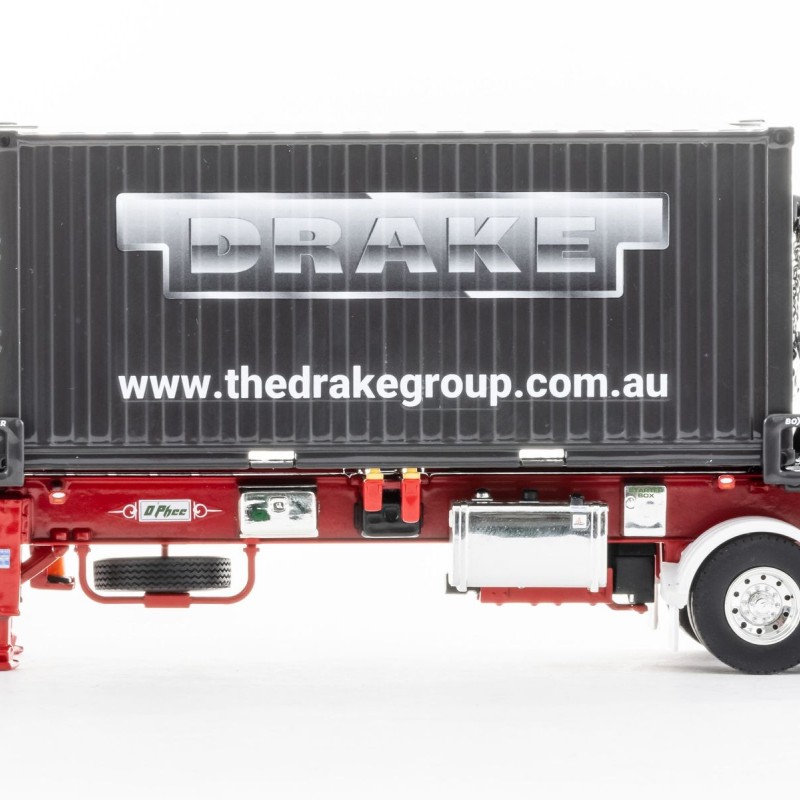 Drake ZT09247 AUSTRALIAN O’Phee BoxLoader Side Loading Trailer with Container - Red - Scale 1:50