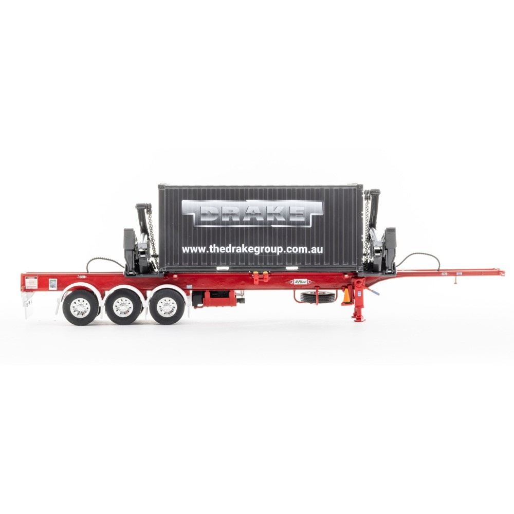 Drake ZT09247 AUSTRALIAN O’Phee BoxLoader Side Loading Trailer with Container - Red - Scale 1:50