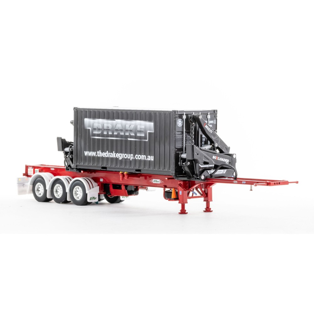 Drake ZT09247 AUSTRALIAN O’Phee BoxLoader Side Loading Trailer with Container - Red - Scale 1:50