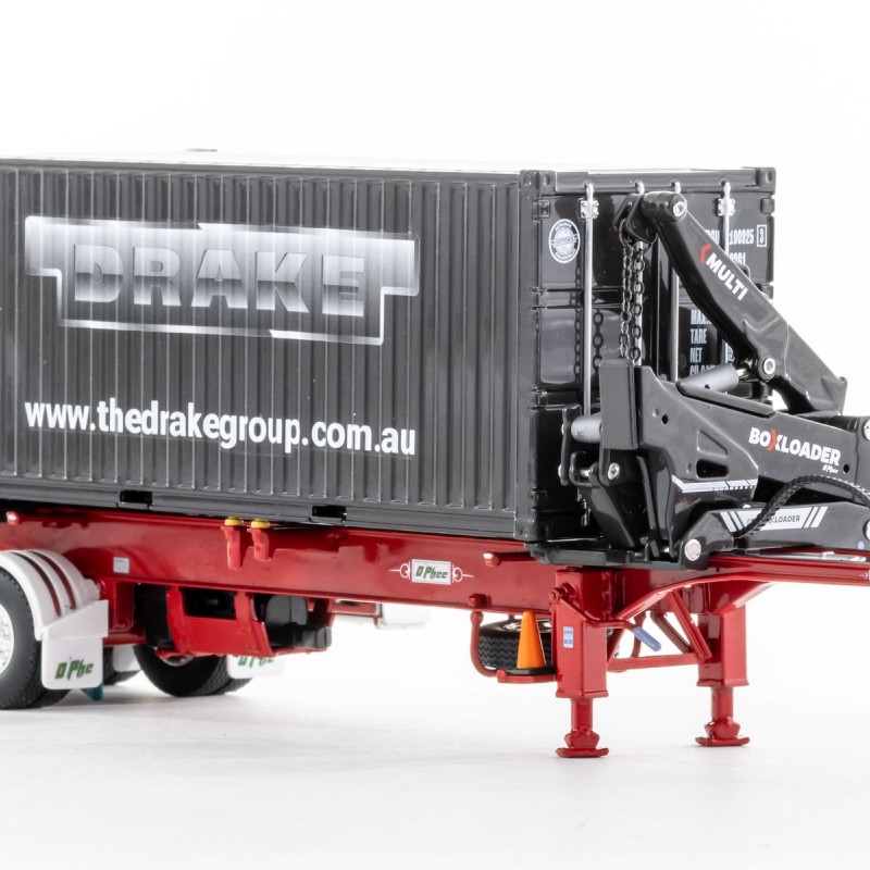 Drake ZT09247 AUSTRALIAN O’Phee BoxLoader Side Loading Trailer with Container - Red - Scale 1:50