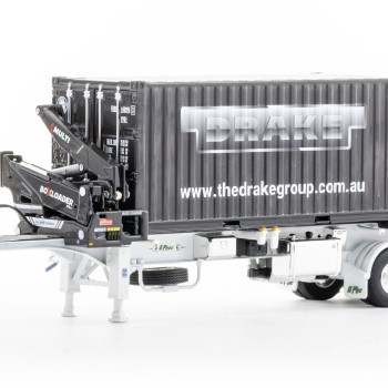 Drake ZT09248 AUSTRALIAN O’Phee BoxLoader Side Loading Trailer with Container - White - Scale 1:50