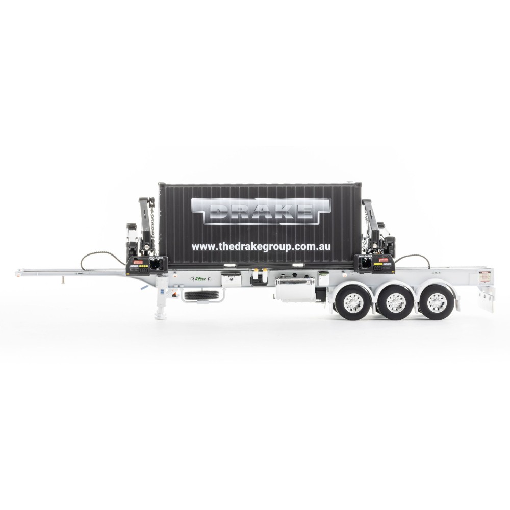 Drake ZT09248 AUSTRALIAN O’Phee BoxLoader Side Loading Trailer with Container - White - Scale 1:50