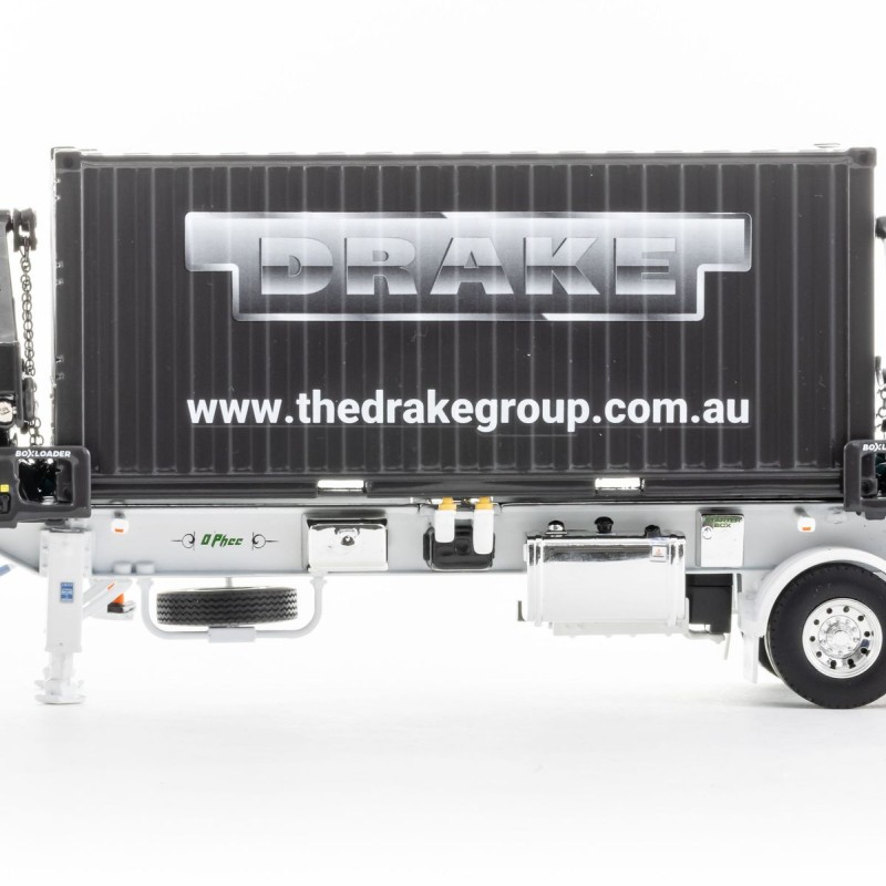 Drake ZT09248 AUSTRALIAN O’Phee BoxLoader Side Loading Trailer with Container - White - Scale 1:50