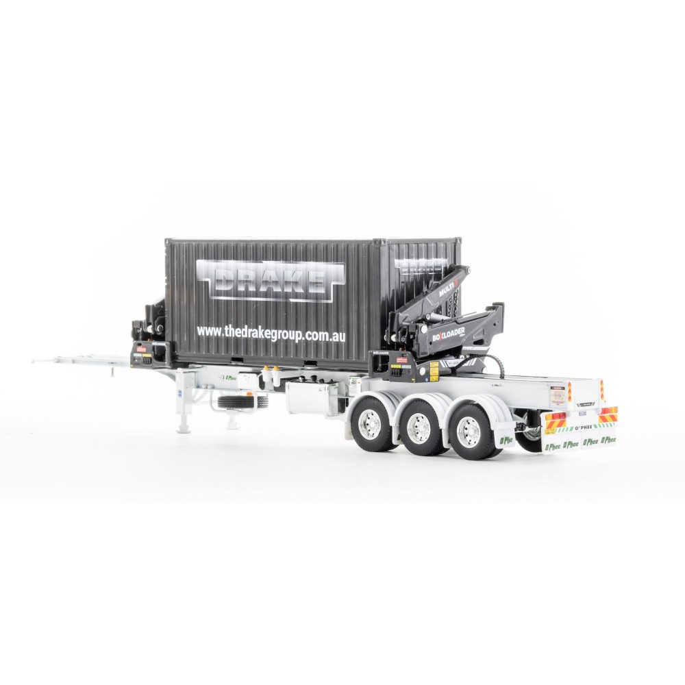 Drake ZT09248 AUSTRALIAN O’Phee BoxLoader Side Loading Trailer with Container - White - Scale 1:50