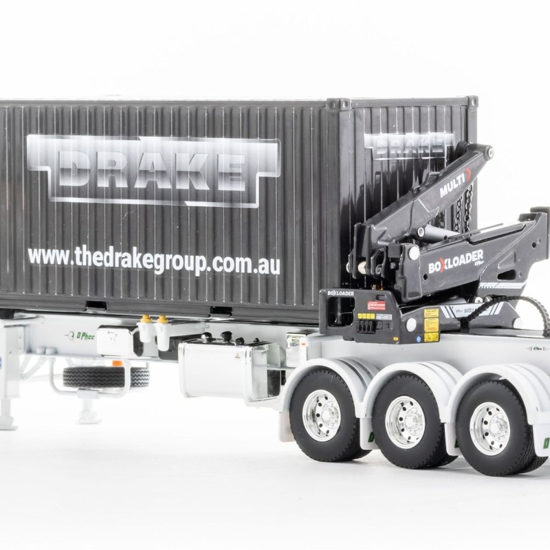 Drake ZT09248 AUSTRALIAN O’Phee BoxLoader Side Loading Trailer with Container - White - Scale 1:50